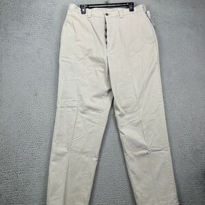 Field Gear FG‎ Flannel Lined Chino Pants Mens 36X32 Cream Khakis Button Fly NEW